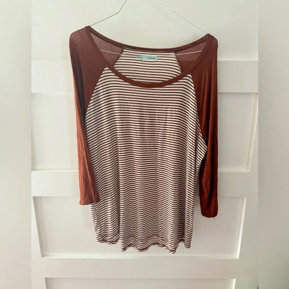 Maurices Baseball Style Shirt with Stripes in Rust